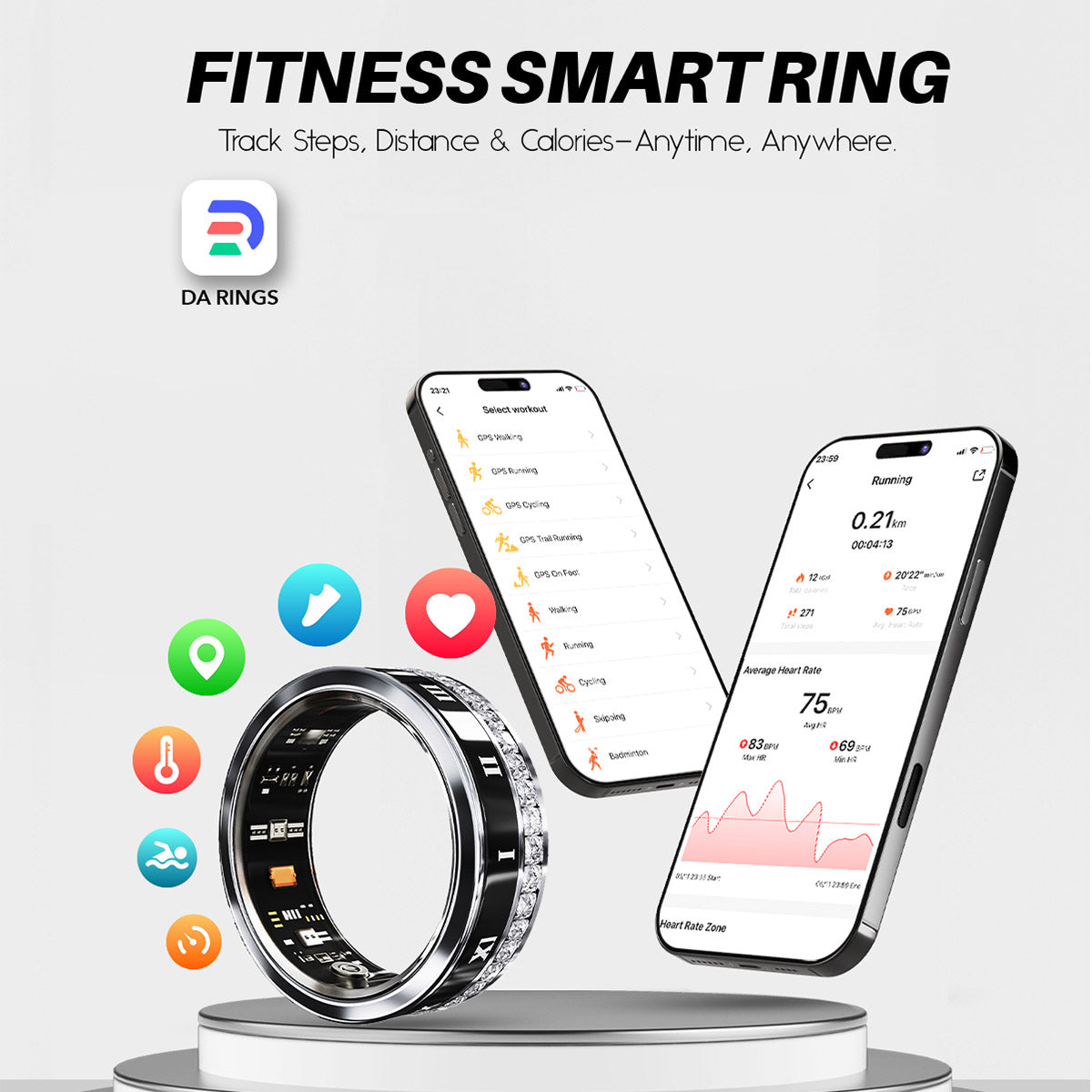 Smart Ring IP68 Waterproof Sleep and Fitness Tracker Rings