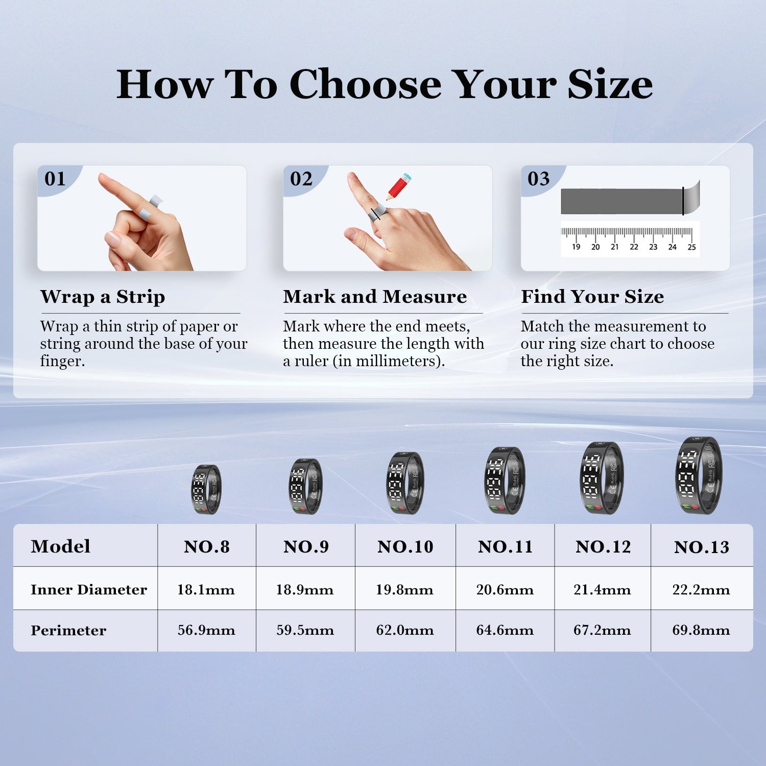Smart Ring Health with LED Display Screen Health Fitness Tracker