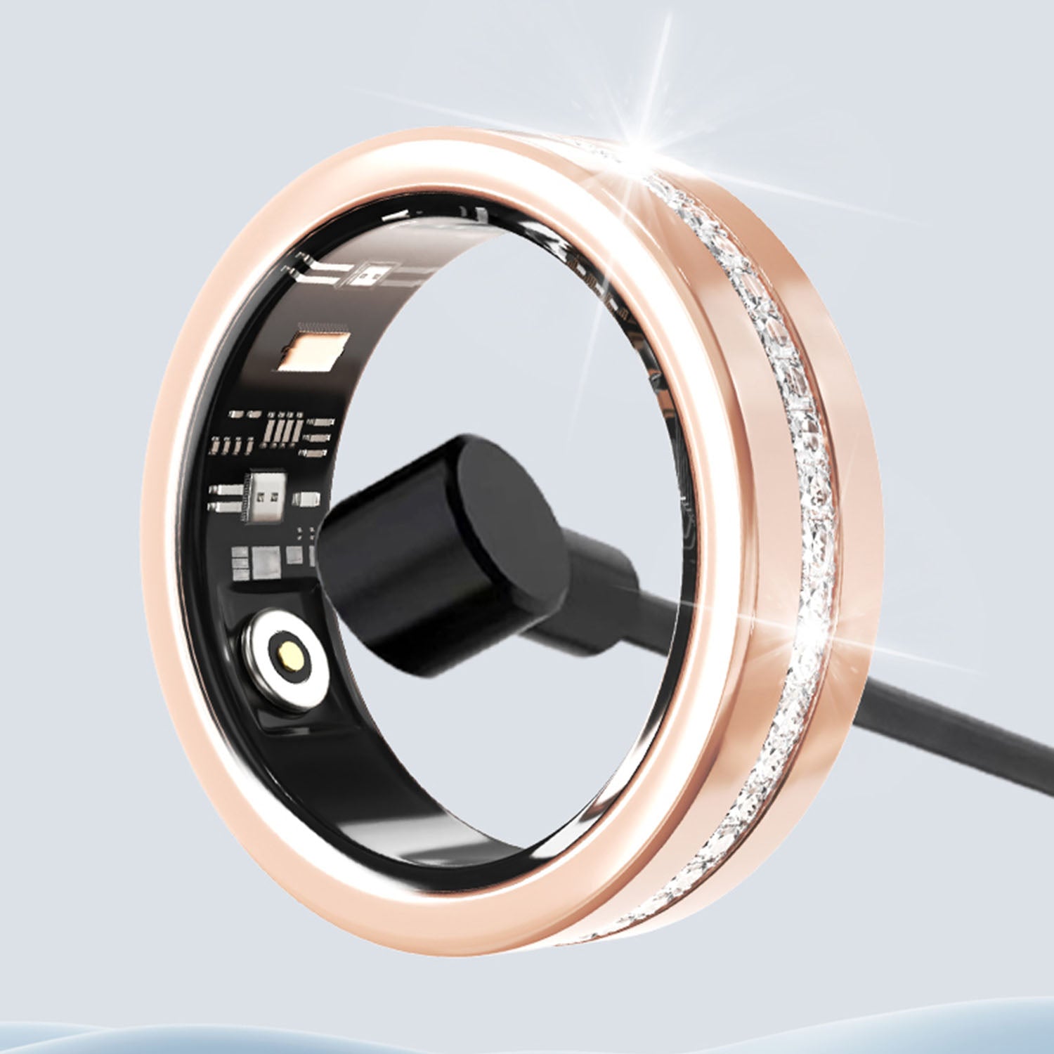 Smart Ring Fitness Tracker with Moissanite Diamond