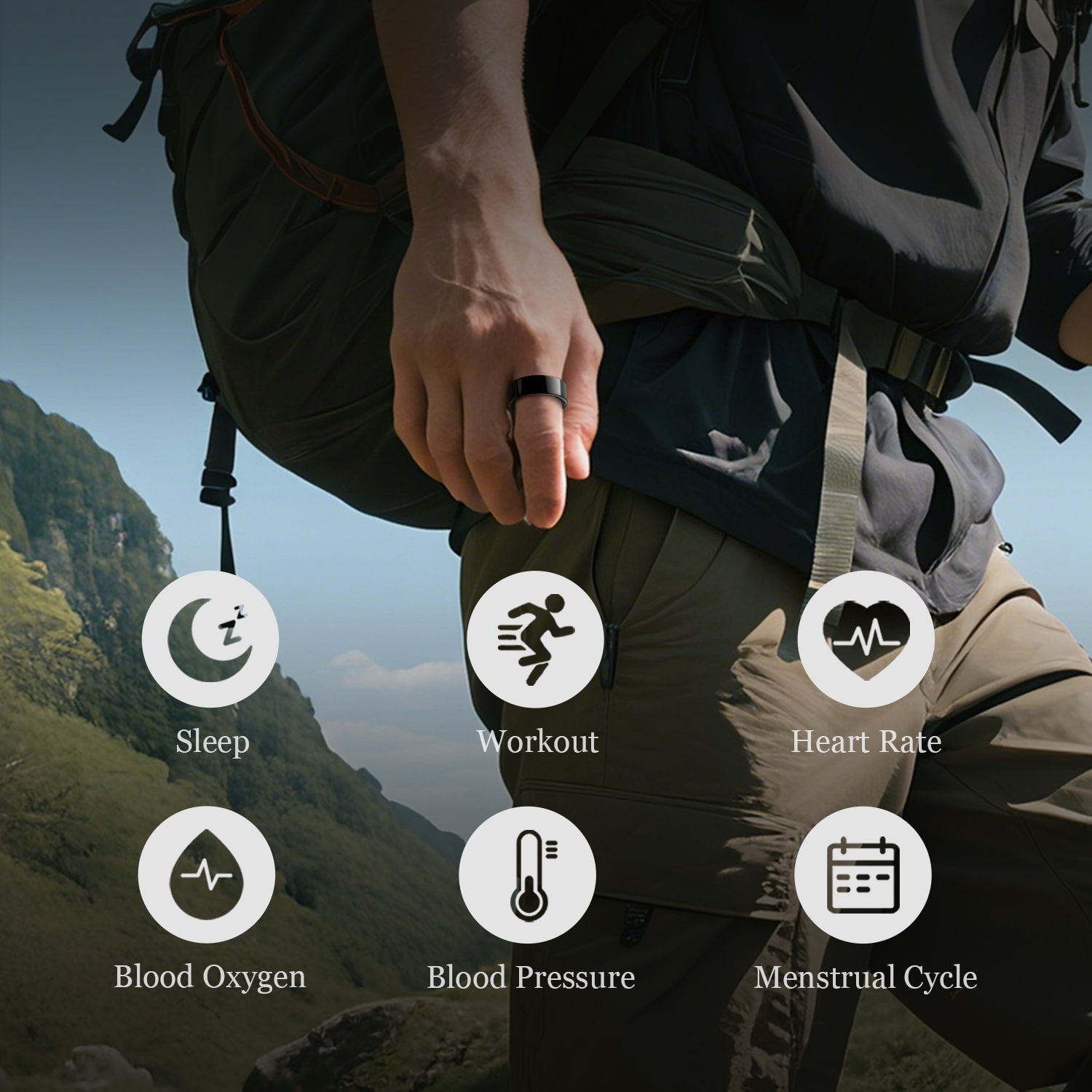 Smart Ring, Fitness Tracker with Heart Rate/Blood Pressure/Blood Oxygen Monitor