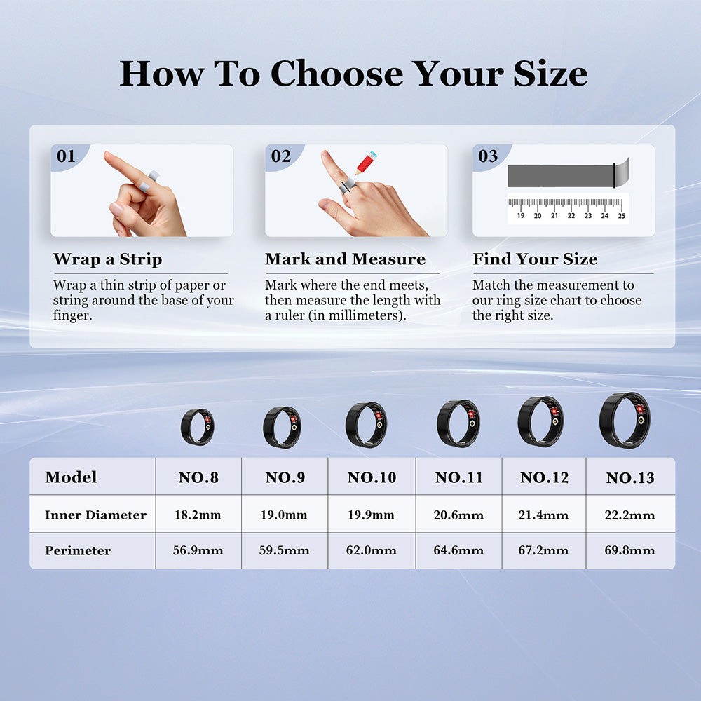 Smart Ring, Fitness Tracker with Heart Rate/Blood Pressure/Blood Oxygen Monitor